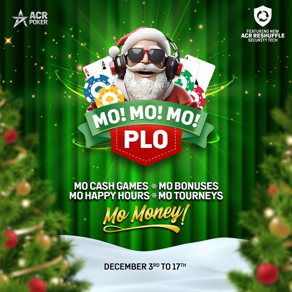 🎅🏻 ¡MO MO MO PLO 👉 es el deseo que no sabías que necesitabas pedir! 

Podrás ganar de tres formas: 

💚 MO' Bonus de Recarga
❤️ MO' PLO Cash Games
🤍 MO' PLO Tournaments

Aquí te contamos la manera fácil de sacarle provecho 👉  acrpoker.eu/es/promotions/…

__
#ACRpoker #PLO #poker