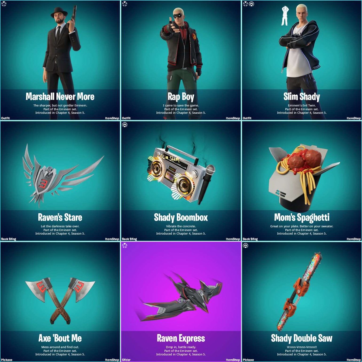 snowzenfn's tweet photo. Voici le pack @Eminem X #Fortnite !
Vous en pensez quoi ?
Rendez-vous 19h00 pour le discord de la #SnowCup❄️ ! 😎 https://t.co/9sQzMj26gy
