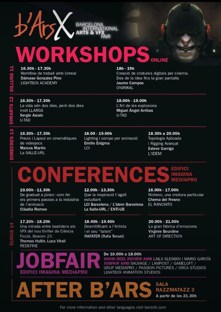 bArsvfx's tweet photo. Dóna un cop d'ull al programa sencer de b'Ars VFX Fair i Regístra't a la web!
➡️ https://t.co/3JnRBDi7gO
Els millors #vfxprofessionals i estudis d'animació internacionals del moment.
#barsvfx2023 #conferences #workshops #vfxindustry #vfxstudents @GRUPMEDIAPRO @culturadigicat https://t.co/ftIyx8uyK8