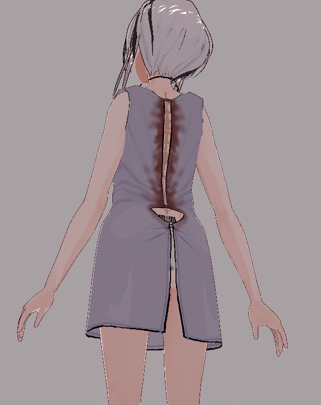 患者衣のラフ描いた