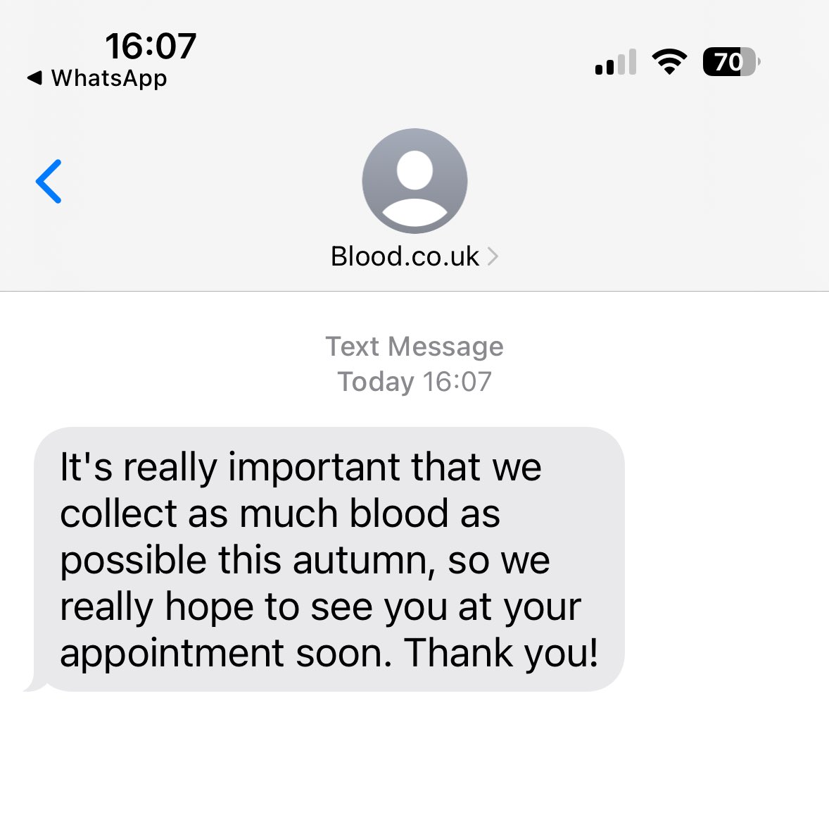 Laura Coyle (@lcoyle_comms) on Twitter photo Really frustrating to receive this message from <a href="/GiveBloodNHS/">Give Blood NHS 🩸🩹</a>. I’ve had numerous appointments cancelled, the latest one was next Friday. There is nowhere locally to give until next February & to receive a message like this just makes me feel guilty. Auto-messages need a review Really frustrating to receive this message from <a href="/GiveBloodNHS/">Give Blood NHS 🩸🩹</a>. I’ve had numerous appointments cancelled, the latest one was next Friday. There is nowhere locally to give until next February & to receive a message like this just makes me feel guilty. Auto-messages need a review