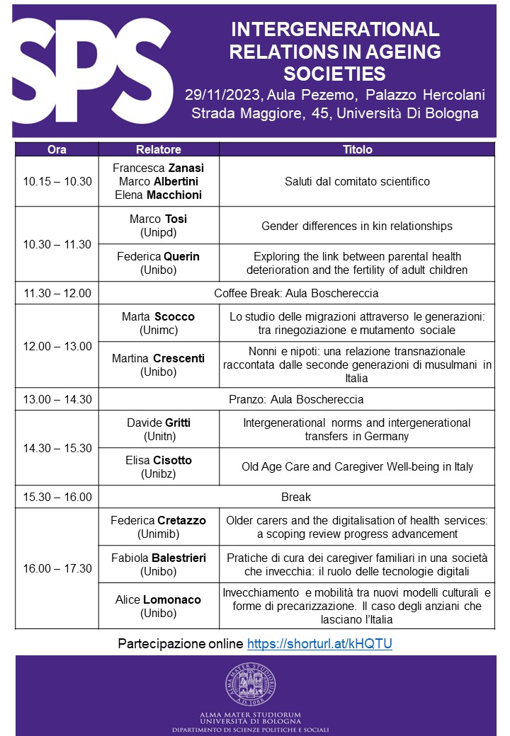 Domani a @Unibo parliamo di relazioni familiari in ottica intergenerazionale e transnazionale. Passate per un saluto (anche online!) 👋@madmakko @marcotosi16 @FedericaQuerin  @davgritti @CisottoElisa