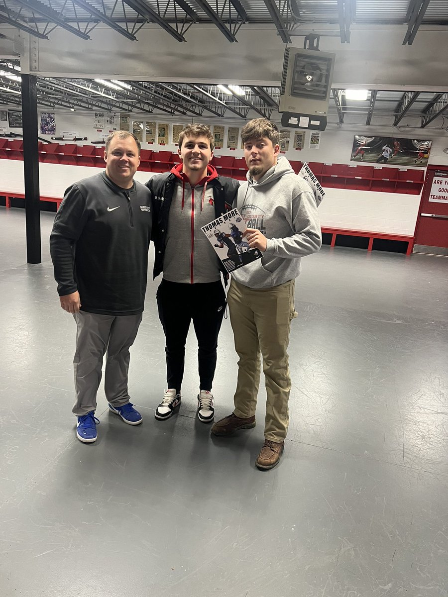Always happy for our guys to have collegiate opportunities! Special thanks to <a href="/CoachBZink/">Brad Zink</a> from <a href="/TMU_Football/">Thomas More Football</a> for being here this AM! Go Cards!