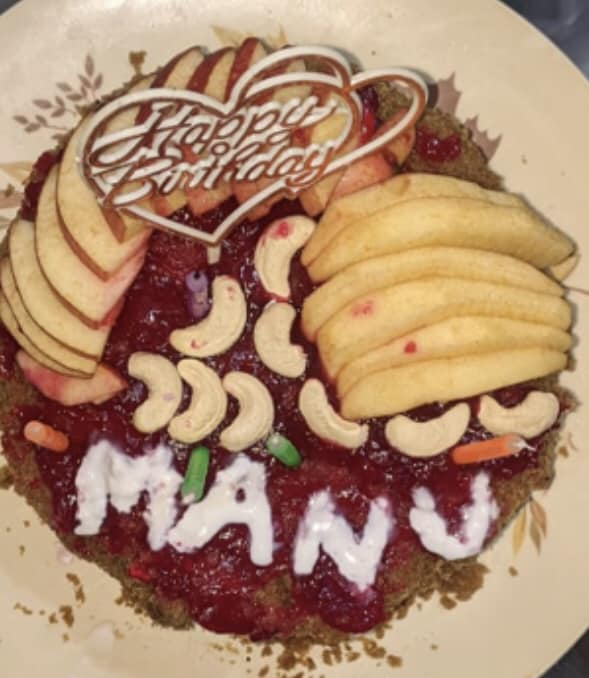 Thanks for the special fruit cake made by Mom Manjit Malhi on my birthday, God bless all.