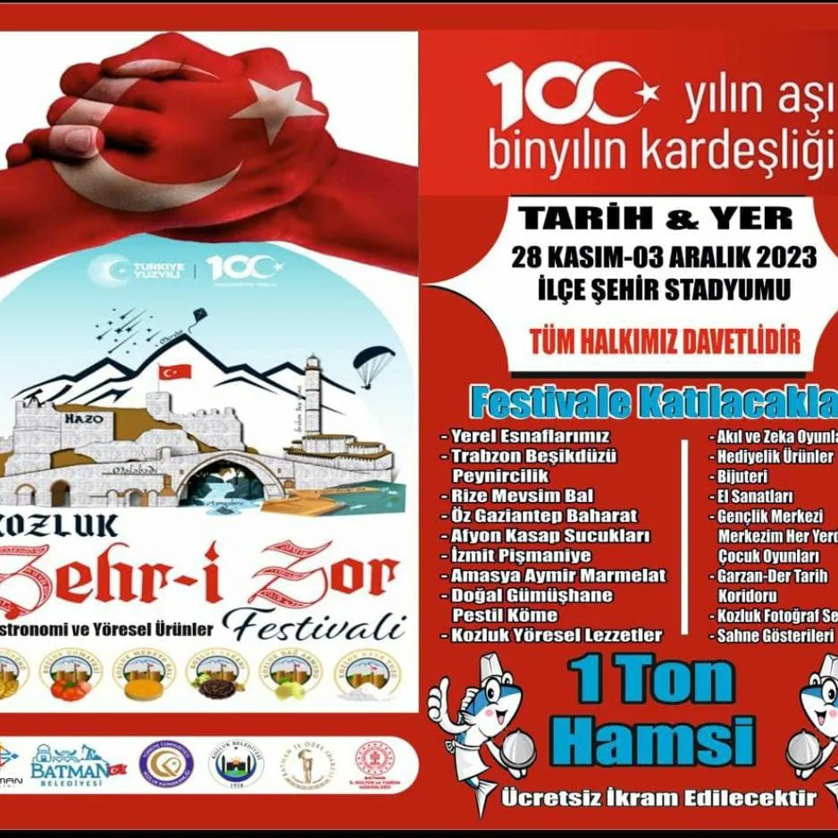 #festival

📌Kozluk Kaymakamlığı koordinesiyle "Kozluk Şehr-i Zor Gastronomi ve Yöresel Ürünler Festivali başlıyor.💥