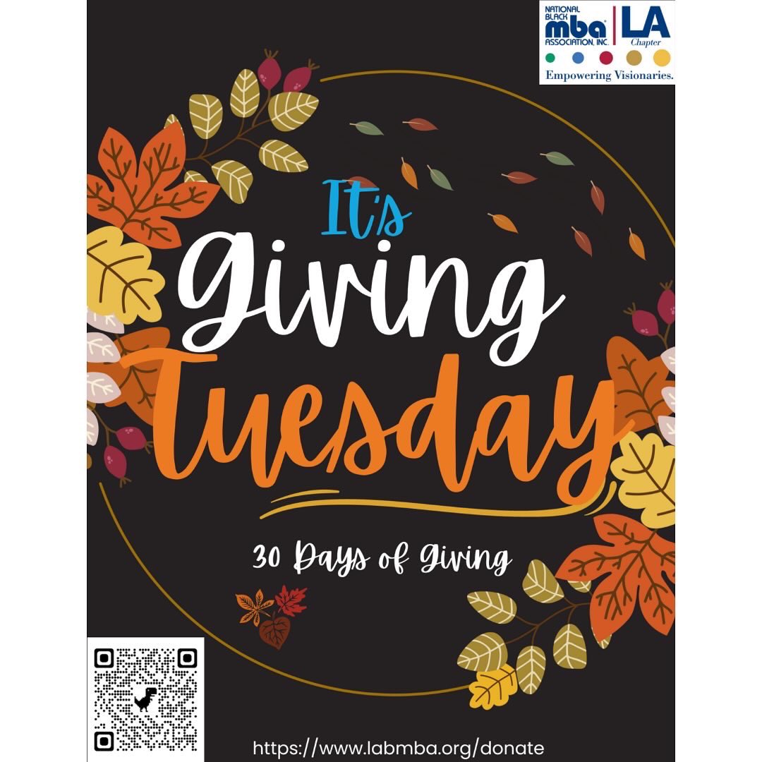 LABlackMBA's tweet photo. This Giving Tuesday, join hands with the National Black MBA Association in shaping a brighter tomorrow for aspiring leaders through the Leaders of Tomorrow Endowment. Your donation will be a catalyst for change, fostering education and mentorship

Donate: https://t.co/xDqacr7sPe https://t.co/okfwQXrnqb