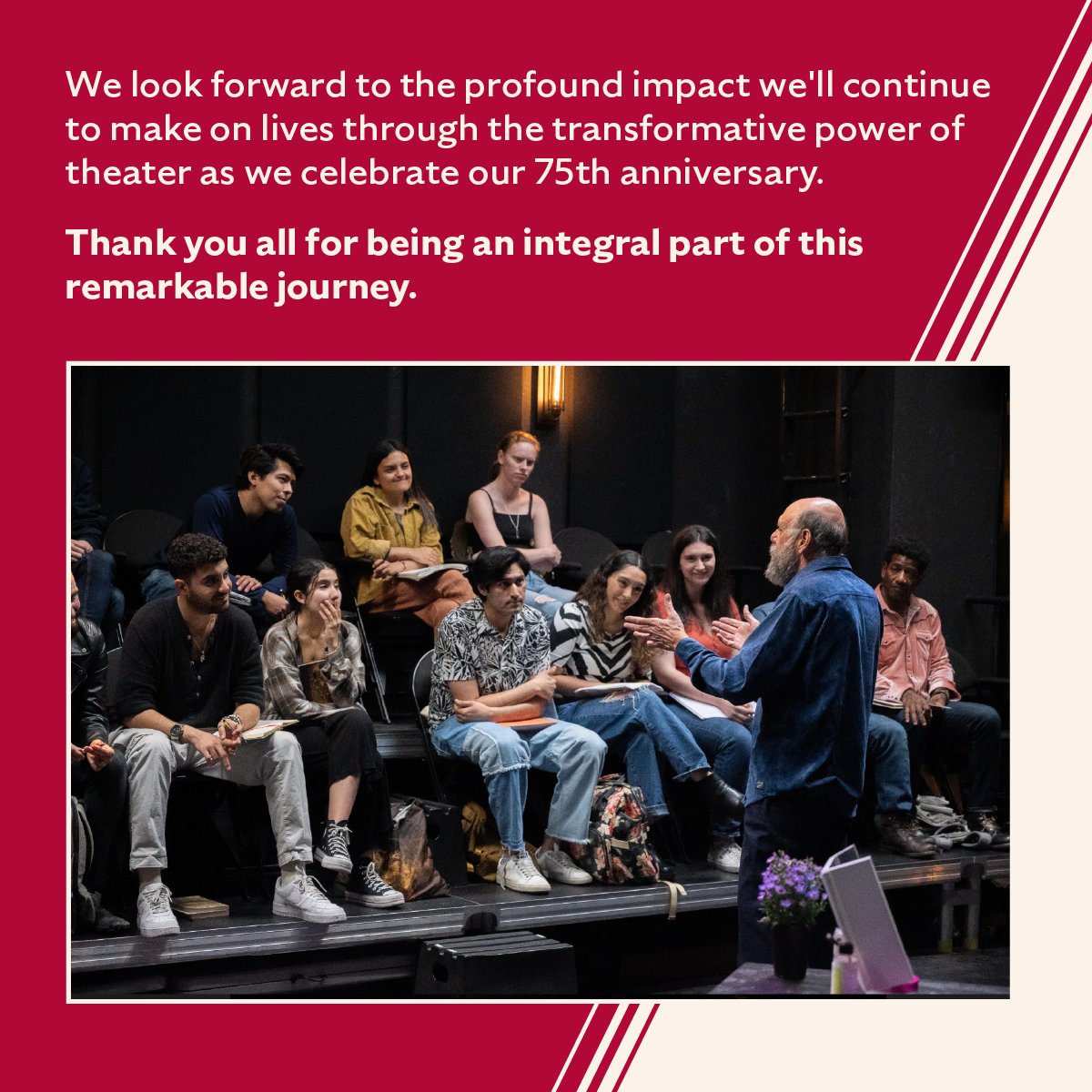 On #GivingTuesday, thanks to all who make our mission a reality. To our incredible donors, dedicated volunteers, amazing faculty, staff, students, alumni & audiences, THANK YOU! Your spirit & collective efforts ignite our work to share human knowledge & democratize theater
