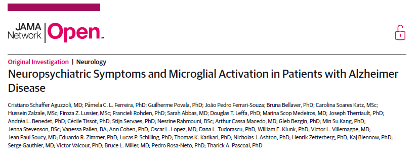 New research led by #AtlanticFellows @crisaguzzoli suggests for the 1st time that microglial activation may be responsible for neuropsychiatric symptoms—such as irritability, agitation, anxiety, & depression—in #Alzheimers disease @JAMANetworkOpen paper 👉bit.ly/3R2l9cv