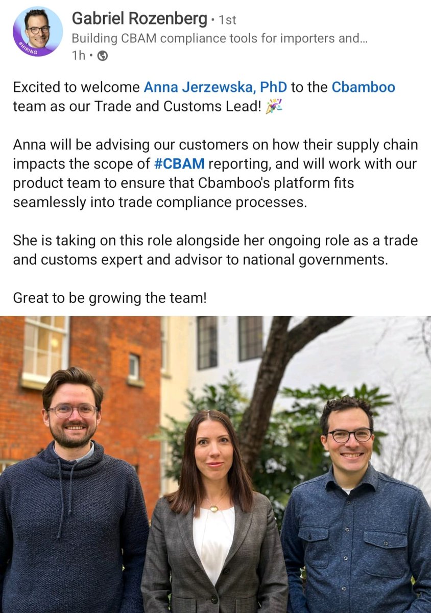 Pleased to be able to officially announce that I've joined forces with Cbamboo as their Trade and Customs Lead on CBAM. In addition to the ongoing Trade & Borders work.
