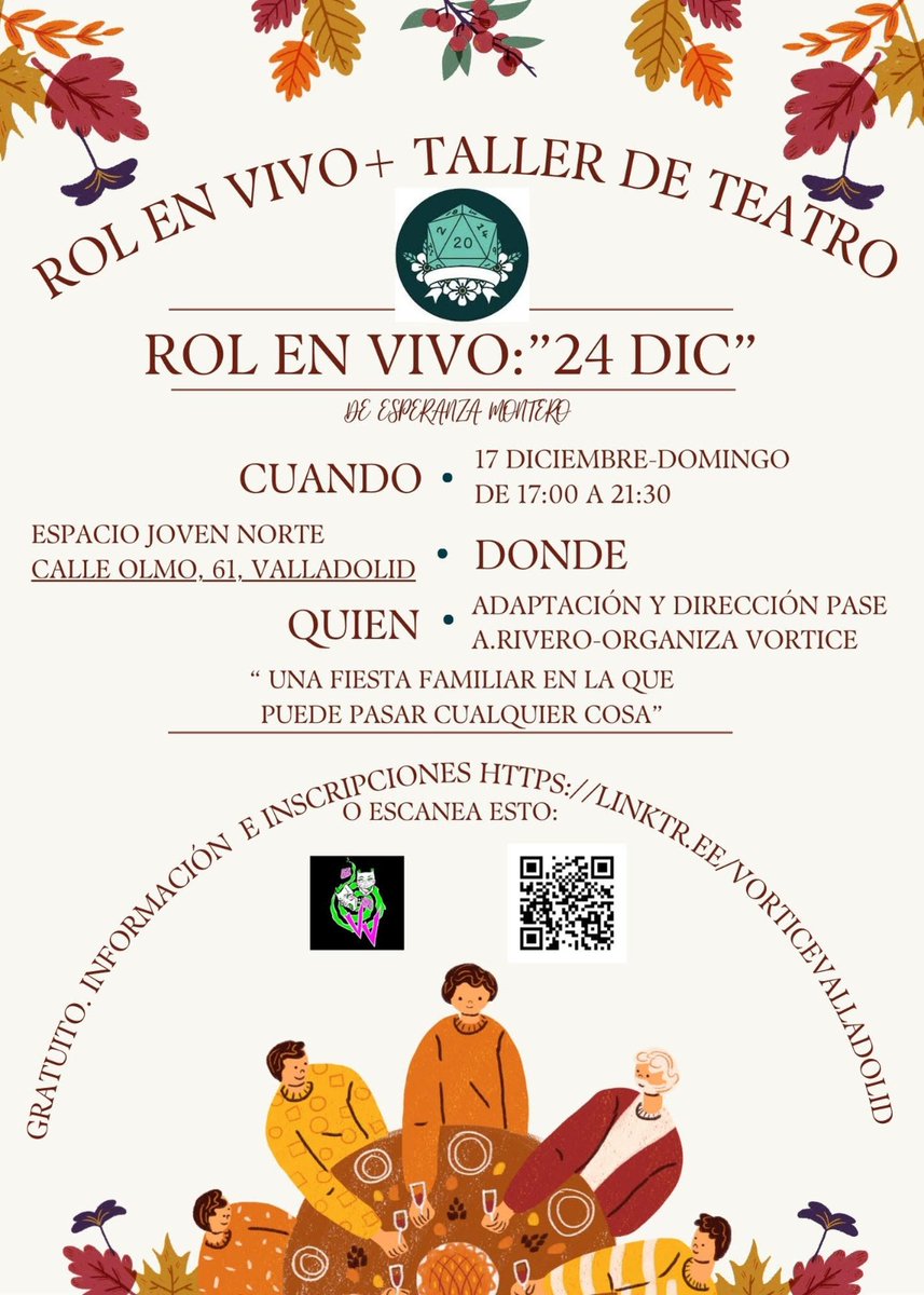 Muy buenas vorticeros, ya tenemos rol del mes de diciembre (día 16) Tenéis toda la info en el cartel.
Os avisamos de que este rol es un poquito nos duro que los habituales, leeros bien el formulario y si tenéis cualquier duda, no dudéis en decírnoslo.
#larp #rol #rolenvivo #juego
