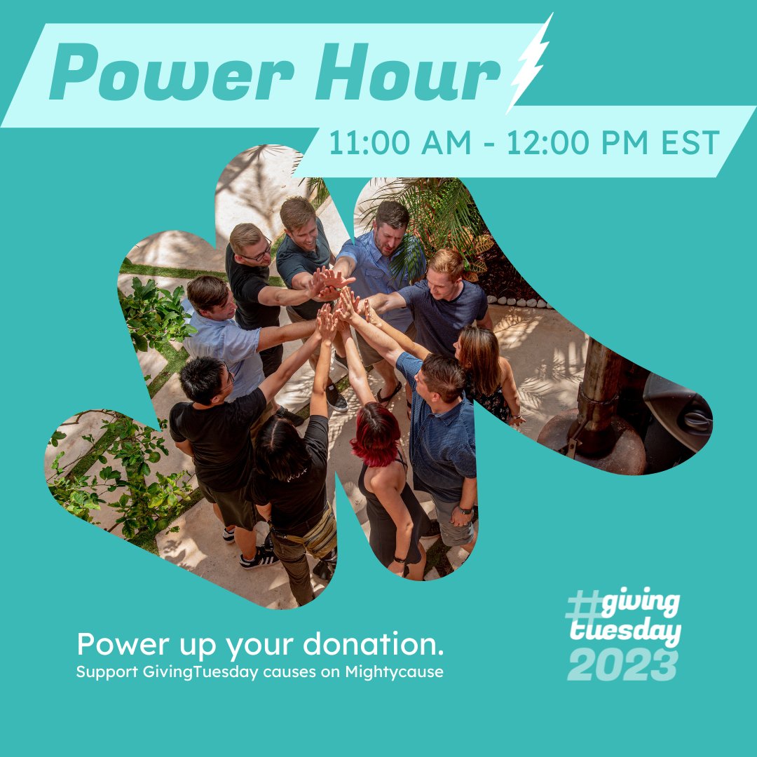 11 AM EST Power Hour is LIVE NOW! The nonprofit that receives the most unique donors on Mightycause between 11 AM - 12 PM EST will win $250! Make a donation in the next hour to help your favorite nonprofit win! givingtuesday.mightycause.com #givingtuesday #mightycause