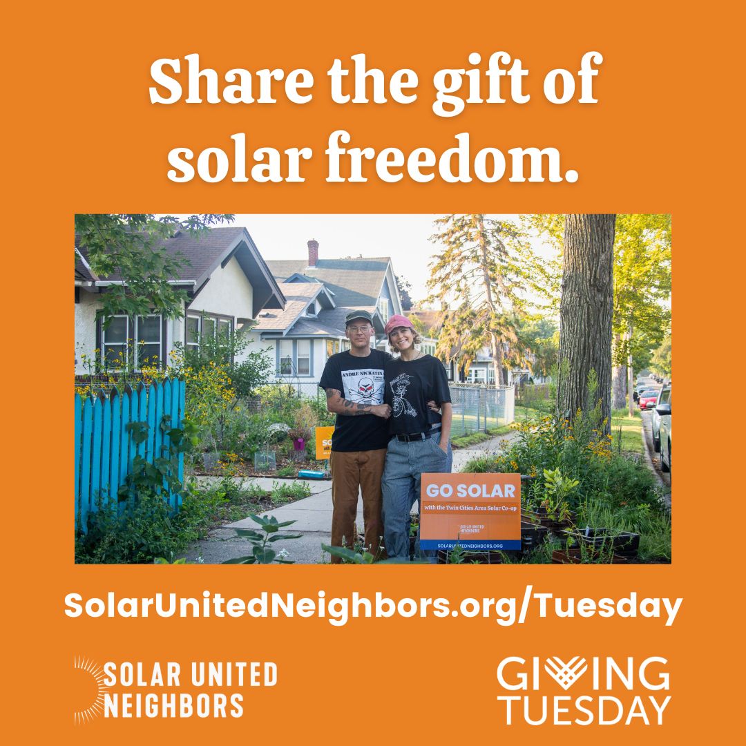 Solar energy is one of nature’s greatest gifts. This #GivingTuesday, we’re going to share that gift with our neighbors. Join us and donate today: bit.ly/SUNGT2023

#EnergyIndependence #GoSolar