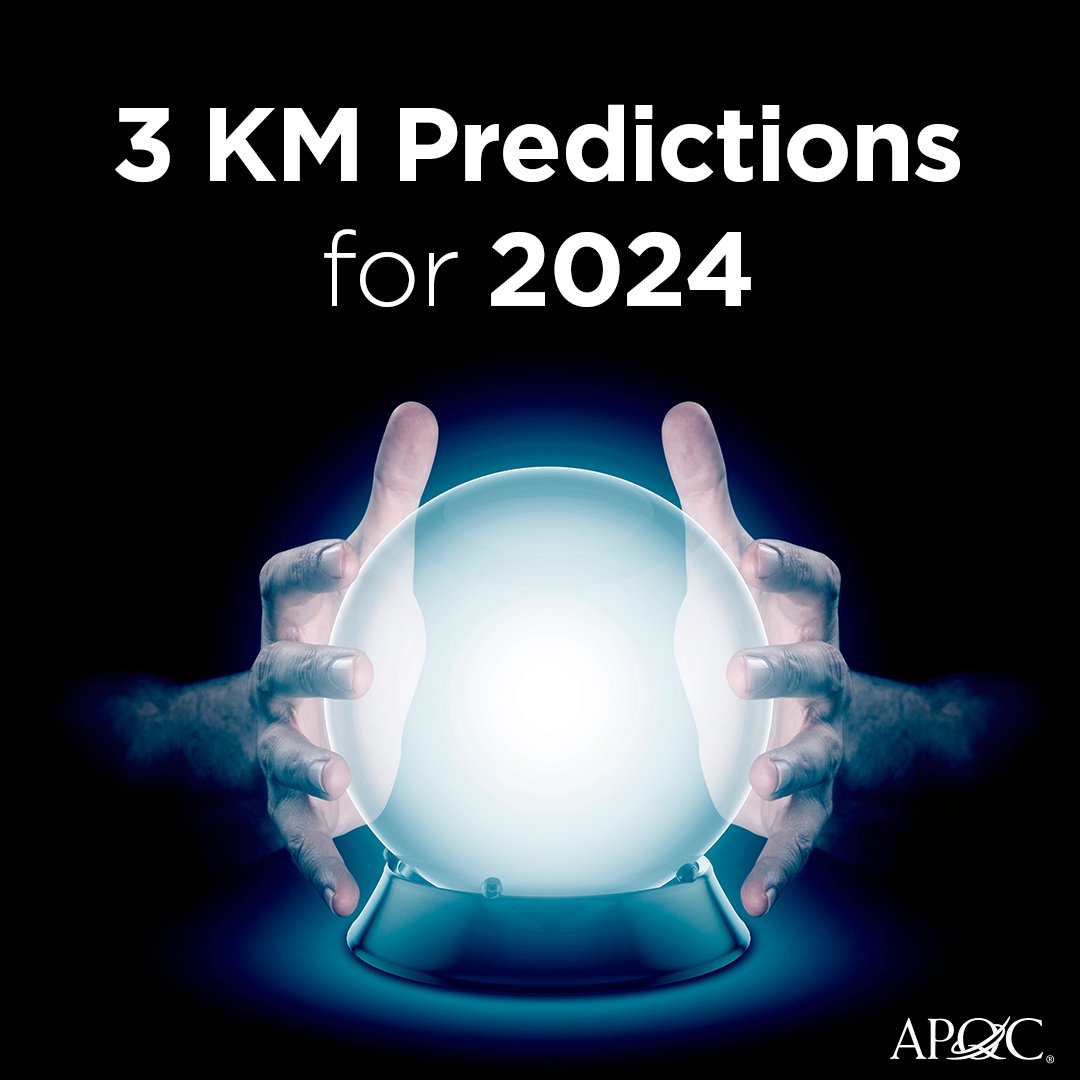 APQC's tweet image. Lynda Braksiek shares 3 predictions for #knowledgemanagement in 2024 in her latest #APQCblog 🔮 Read it here: apqc.org/blog/2024-pred…