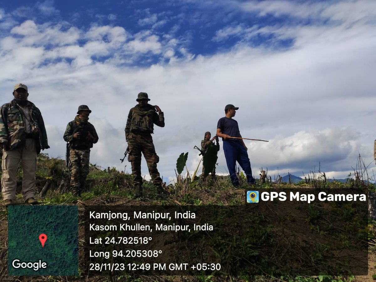 Today (28.11.2023), a combined team of Security Forces, Forest Department alongwith Executive Magistrate destructed poppy cultivation covering a total area of 20 acres at the hill range of Itham Tangkhul Village under Kasom Khullen PS. A case has been registered for