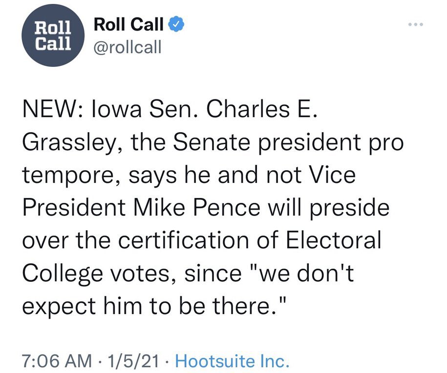 @jonkarl Seems then that Mike Pence shared this info with Chuck Grassley.