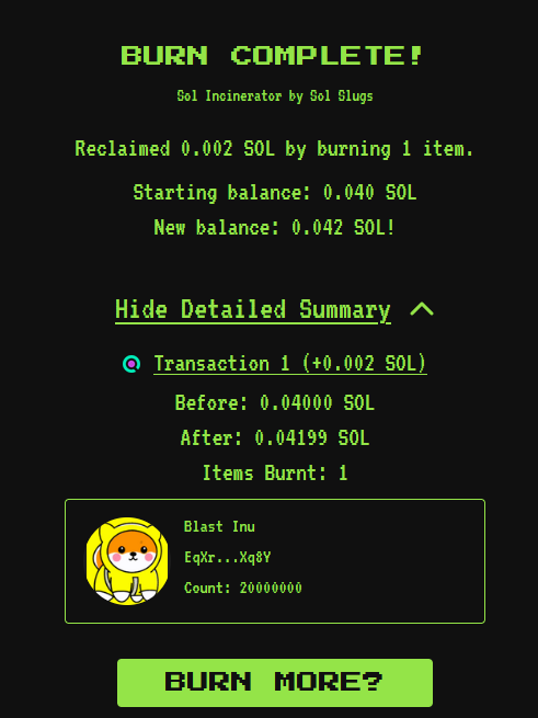 As a sign of good faith to the community, we have decided to burn half our team tokens at the $BLAST Solana branch!

solscan.io/tx/2Pf99HPxbYy…