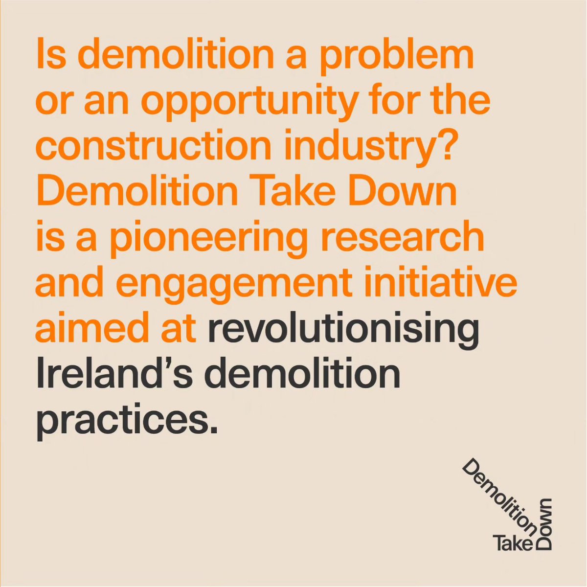 DemoTakeDown's tweet image. Let's spark an industry wide discussion &amp;amp; pave the way for more sustainable, responsible approaches to demolition in Ireland. 
#creativeclimateaction #construction #climateneedsculture #whatawaste #demolition