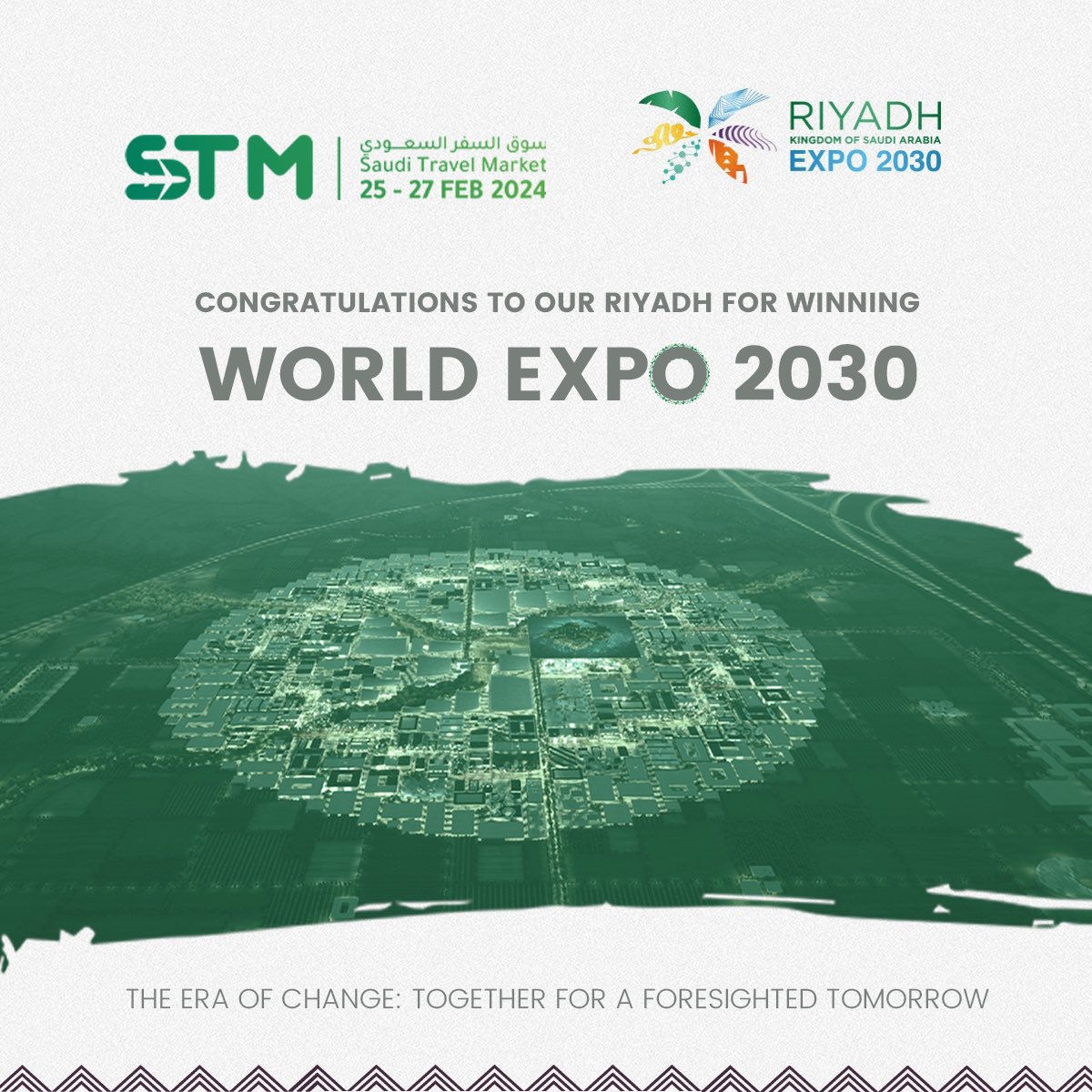 stm4ksa's tweet photo. We are thrilled to celebrate the winning of our city Riyadh to host
World Expo 2030
Congratulations on winning the bid from among the most important countries.
The Era of Change: Together for
Foresighted Tomorrow
#expo2030 #رياض_اكسبو٢٠٣٠ #riyadhexpo2030 https://t.co/IVJ289dFlu