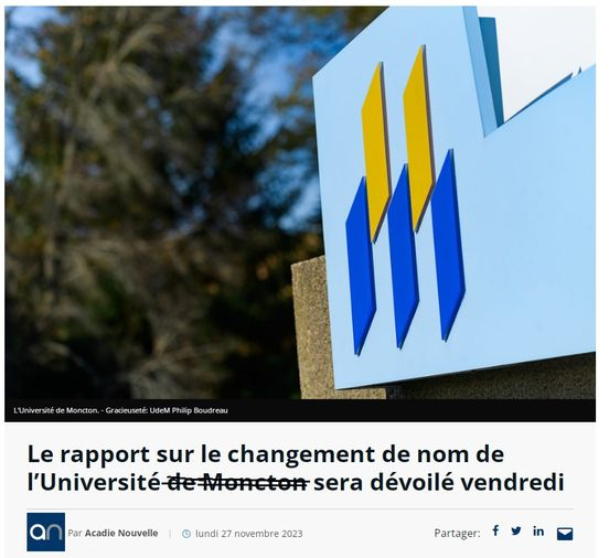 JeanGuyDuguay's tweet photo. MESSAGE DE JEAN-MARIE NADEAU
L'Université de Moncton rendra public le rapport sur le changement de nom ce vendredi 1er décembre à 10h00 au Carrefour international des études acadiennes ( sous-sol de la Bibliothèque Champlain). Je vous invite à participer en grand nombre. @acadie https://t.co/vWjnaOVy8M