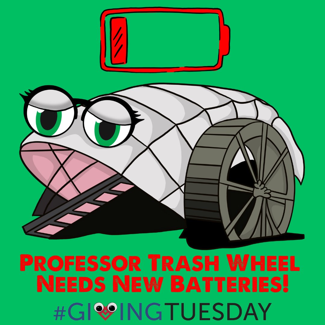 Give Professor Trash Wheel the gift of new batteries this #GivingTuesday! 🔋 After 8 years of collecting trash in the Baltimore Harbor, Professor Trash Wheel is in need of fresh batteries to power her ongoing mission of gobbling up garbage. classy.org/event/mr-trash…