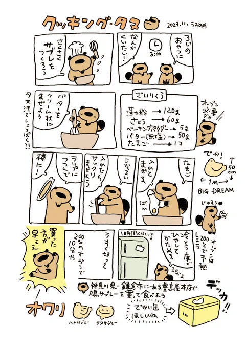 クッキングタヌ!サブレーを作る! 