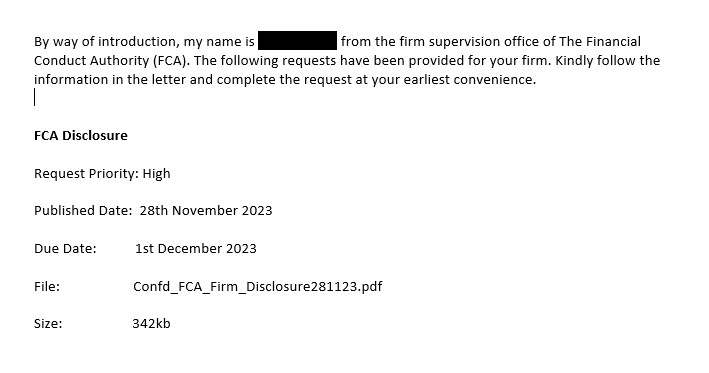 Important notice from @simplybizserves regarding an FCA scam. They have received several enquiries from firms querying a suspicious looking email (see below) purporting to be from the FCA and have had confirmation from the FCA that this is a scam.

fca.org.uk/consumers/fake…