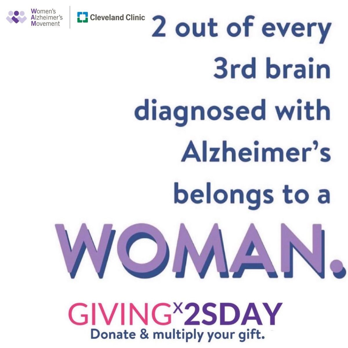Did you know that 2 out of every 3rd brain diagnosed with Alzheimer's belongs to a woman? And we still are not totally sure why. The belief had long been that more women have Alzheimer's because they live longer. But, when I founded @womensalz, I knew there had to be more to…