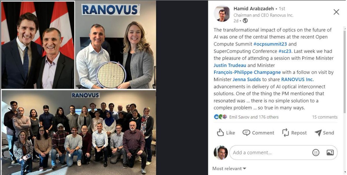 Ranovus discusses the transformative impact of optics on AI with Canadian Prime Minister Justin Trudeau