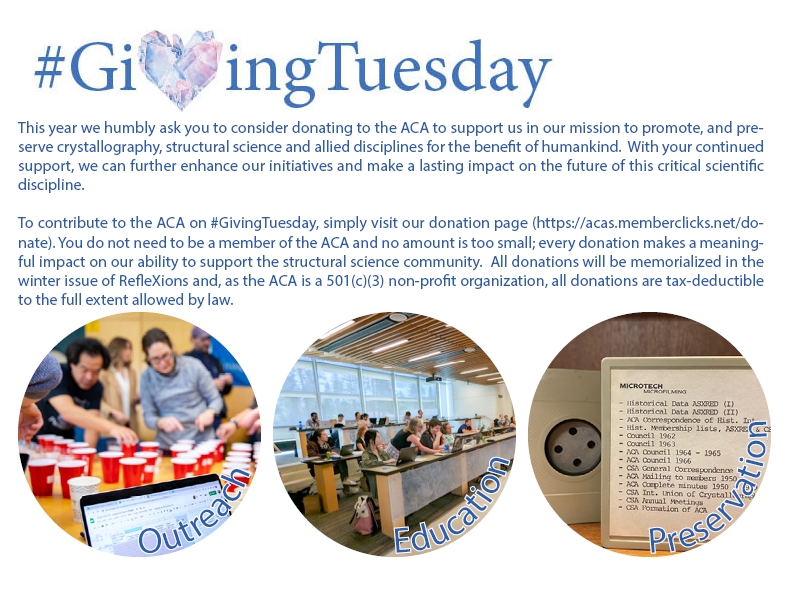 ACAxtal's tweet image. @ACAxtal plays a pivotal role in fostering collaboration education and innovation in #structuralscience. On this #GivingTuesday every contribution brings us closer to a brighter scientific future. Join us in this mission and make a contribution today!  acas.memberclicks.net/donate