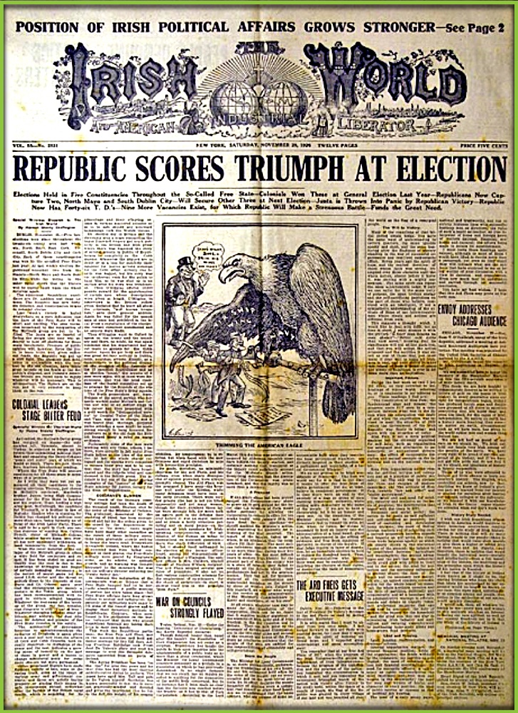Today in 1924.. 'The Irish World and American Industrial Liberator', Vol. 55 No. 2831, New York, November 29th 1924. Price 5 Cents. Headlines incl.: 'Republic Scores Triumph at Election' 'Colonial Leaders Stage Bitter Feud' #Limerick #OTD