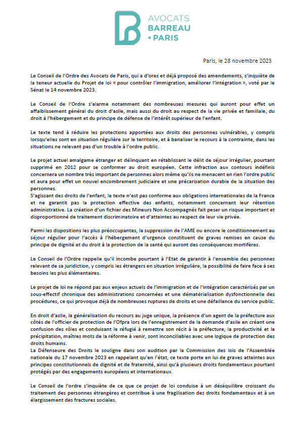 Communiqué 📢 : retrouvez la résolution du Conseil de l'Ordre votée le 28 novembre 2023.⤵️