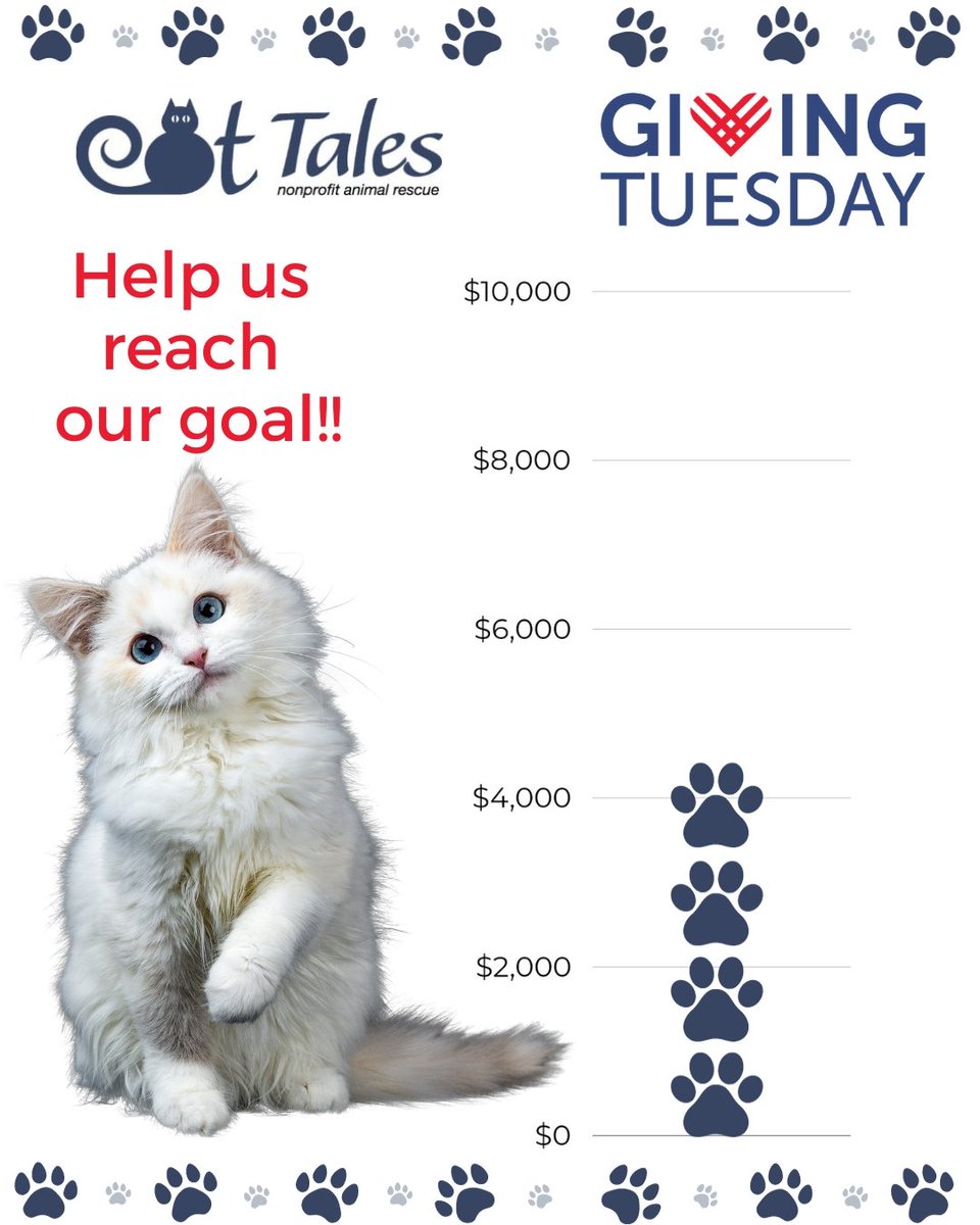 ❤️ HELP US REACH OUR GOAL! ❤️ For Giving Tuesday, a generous donor is matching up to $10,000 in donations!
We've raised nearly $4,200 of that $10k. Help us reach the goal via PayPal paypal.com/donate/?hosted… 
Or Venmo @cattalesinc 
No amount is too small. 
#rescue #givingtuesday