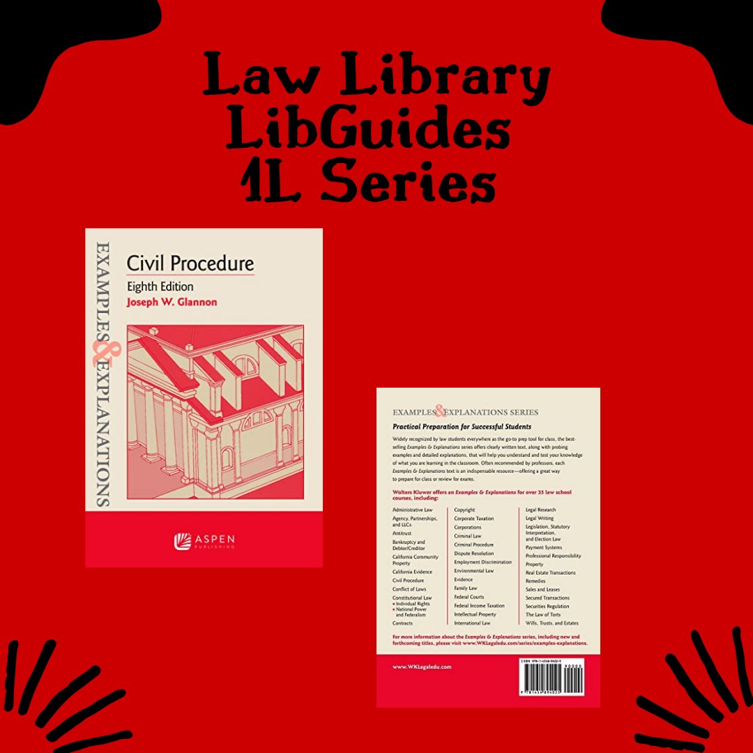 TechLawLibrary's tweet image. 1Ls! Civ Pro got you down? Examples & Explanations is a great supplement for expanding your knowledge and refining your outlines. It provides lots of examples and will allow you to quiz yourself in order to help retain and memorize the rules!