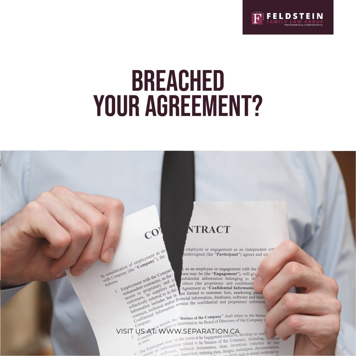 In the event of a breach of a separation agreement in a divorce case, it is important to check the agreement for any specified procedures. It is also important to notify the other party of the breach and attempt to resolve the issue directly. 
#feldsteinfamilylaw #familylawyer