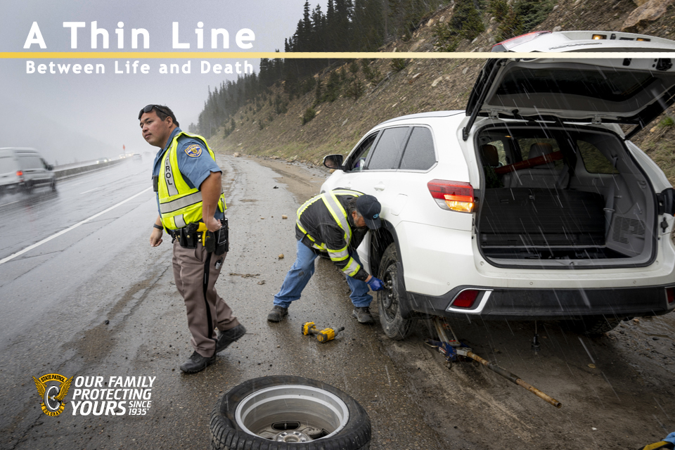 CSP_News's tweet photo. Rain, Sleet, or Snow, when you see a vehicle on the side of the road with hazards or emergency lights on, move to the next lane if possible, or slow down to below 20 MPH below the speed limit.  It is the law. https://t.co/bYZjmeCYpx
