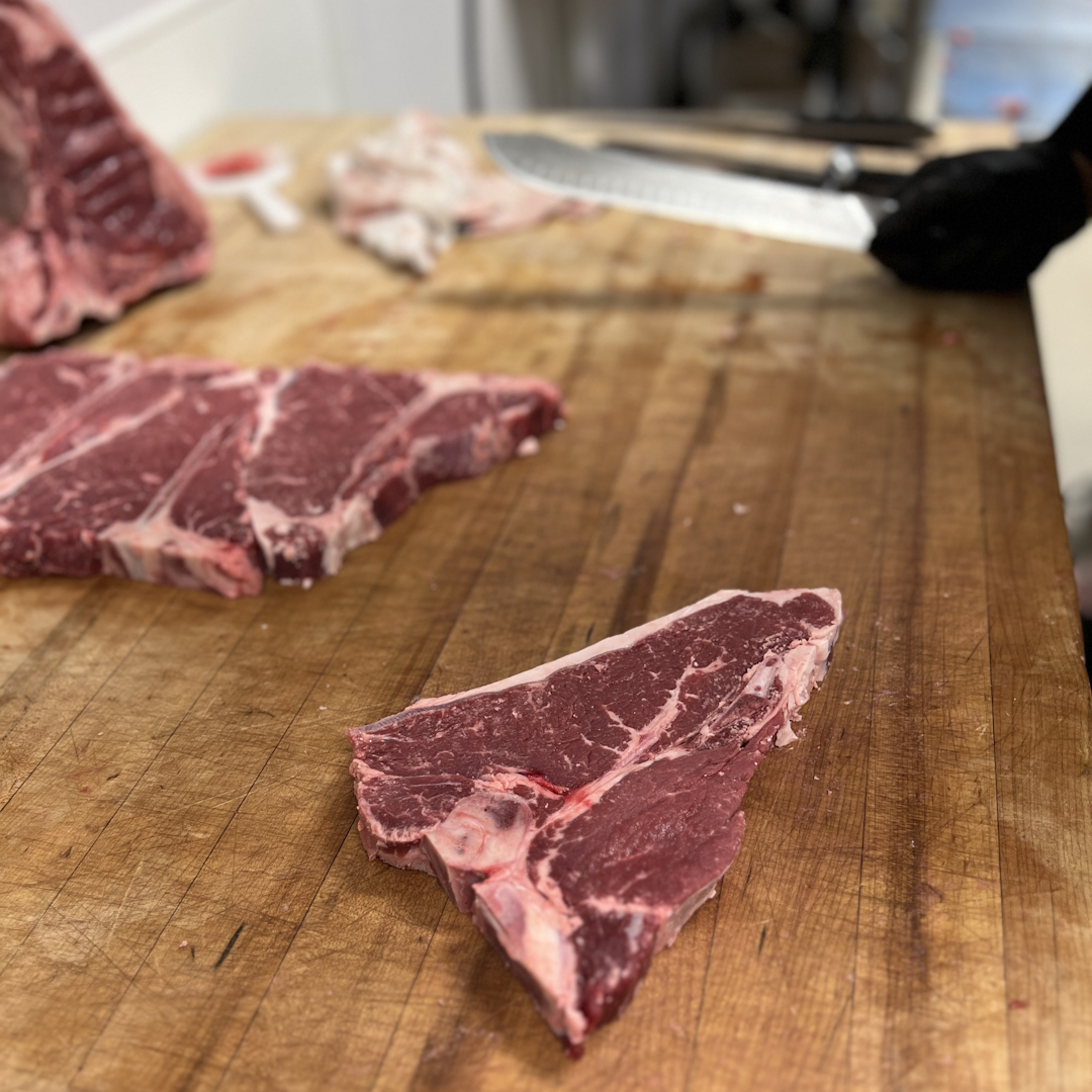 T-bone steaks are one of many great cuts that taste delicious whether it's on the BBQ (brrrr) or in a cast iron pan on these colder PWN evenings! Fresh, antibiotic free, hormone free beef.  #woodinville #meatmarket #itswhatsfordinner #carnivorediet #duvall #redmondwa