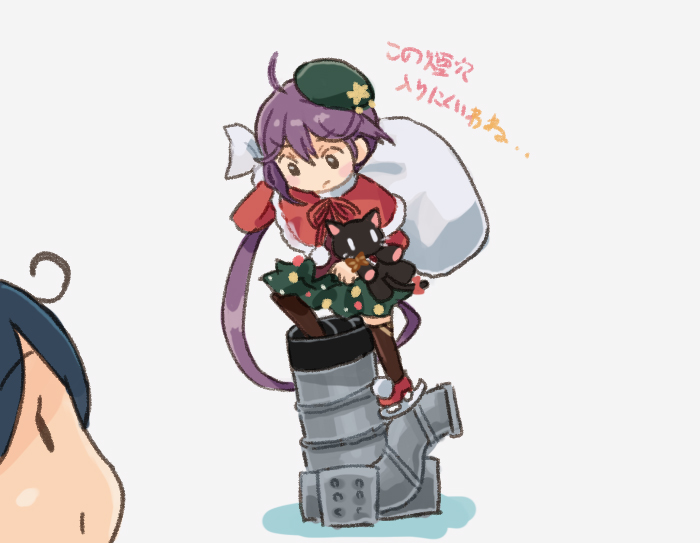 akebono (kancolle) ,ushio (kancolle) multiple girls 2girls long hair purple hair hat side ponytail black hair  illustration images