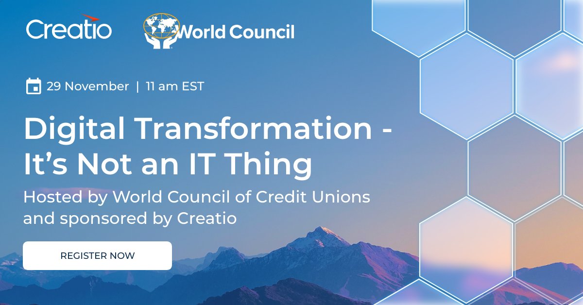 Creatio_Global's tweet photo. On November 29, we’re delighted to invite you to a thought-provoking webinar "#DigitalTransformation — It's Not an IT Thing." Register now: https://t.co/3qM7ISVjTH

#creatio #nocode #workflowautomation https://t.co/bPWnoh3POz