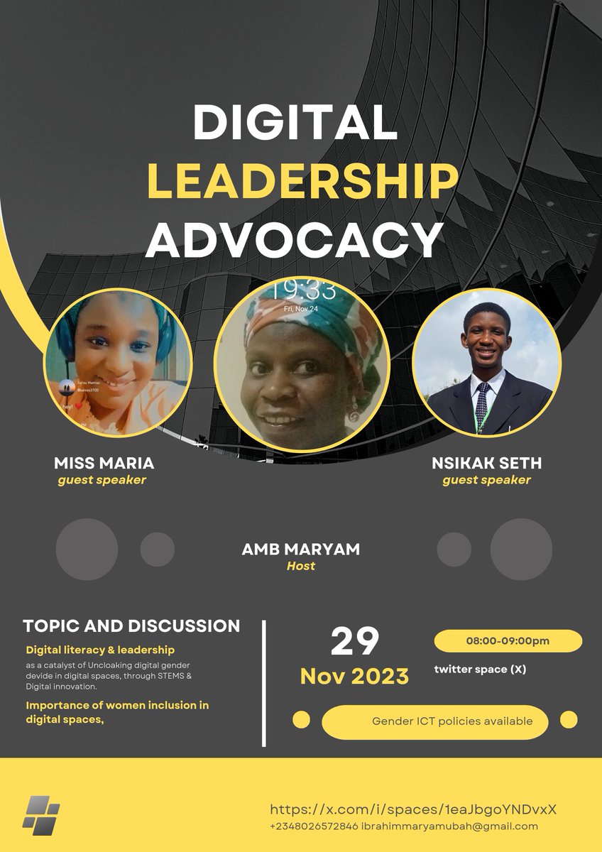 ibrahimmaryams3's tweet photo. Amb Maryam digital leadership Advocates trained by CITAD #ICTAdvocate will be hosting a Twitter space on "Digital literacy as a catalyst of Unlocking gender digital devide.
Click on the link below to join us Date:29th Nov 2023
Time:8:00pm https://t.co/gcjHvdChqv #MISANI88 https://t.co/gNjubxpx1F