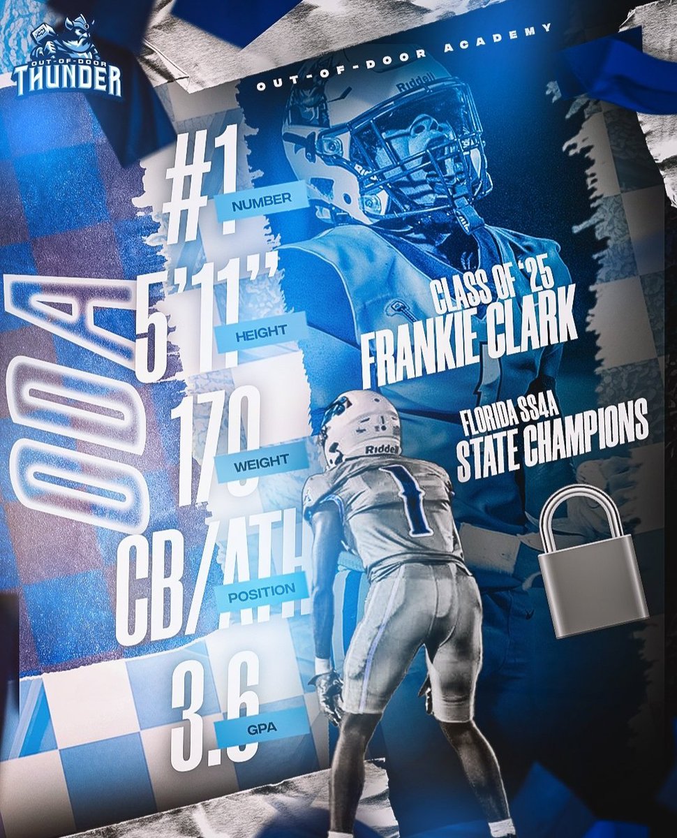 2025 CB FRANKIE CLARK @frankie12c is a BONAFIDE LOCKDOWN CORNER! If you want half the field SHUT DOWN he's YOUR GUY! At 5'11' and 170 lbs he's not just a Cover Corner, he also brings the HAMMER in supporting the run! Great in Man-2-Man or Zone! HIGH character! 3.6 GPA! Let's Go!