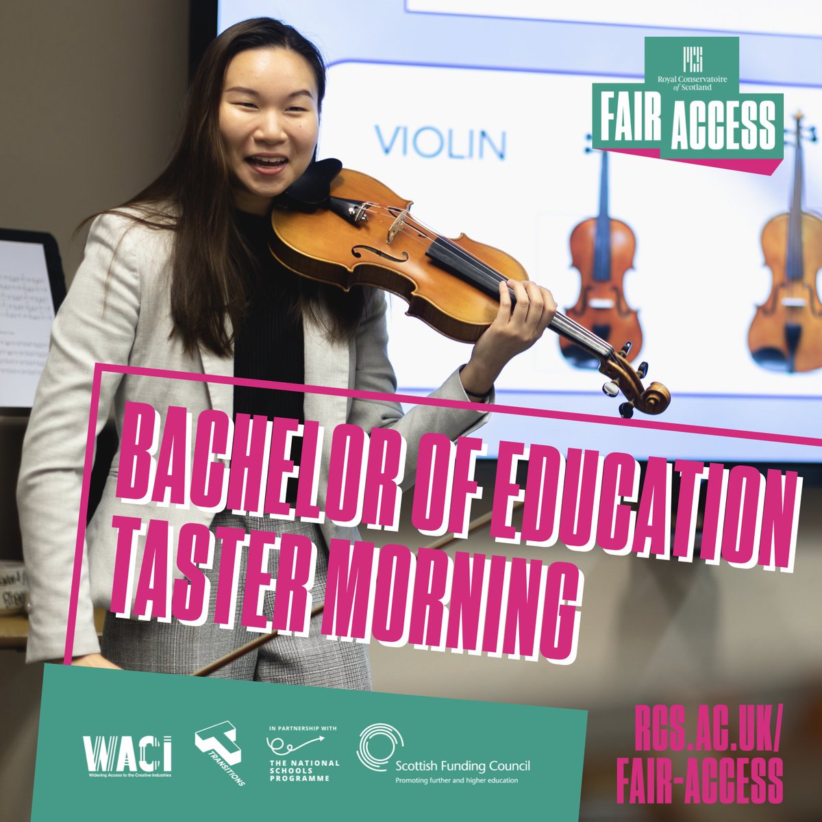 🎶 CALLING MUSIC TEACHERS 🎓 Join us, with your students, for our Taster Morning 🗓️ 11 Dec, 9:30am Do you have pupils interested in studying to become a music teacher? Sign up for our taster morning! Book now on our website: 🌐 portal.rcs.ac.uk/waci/bed-taste… #musicteacher #scotland