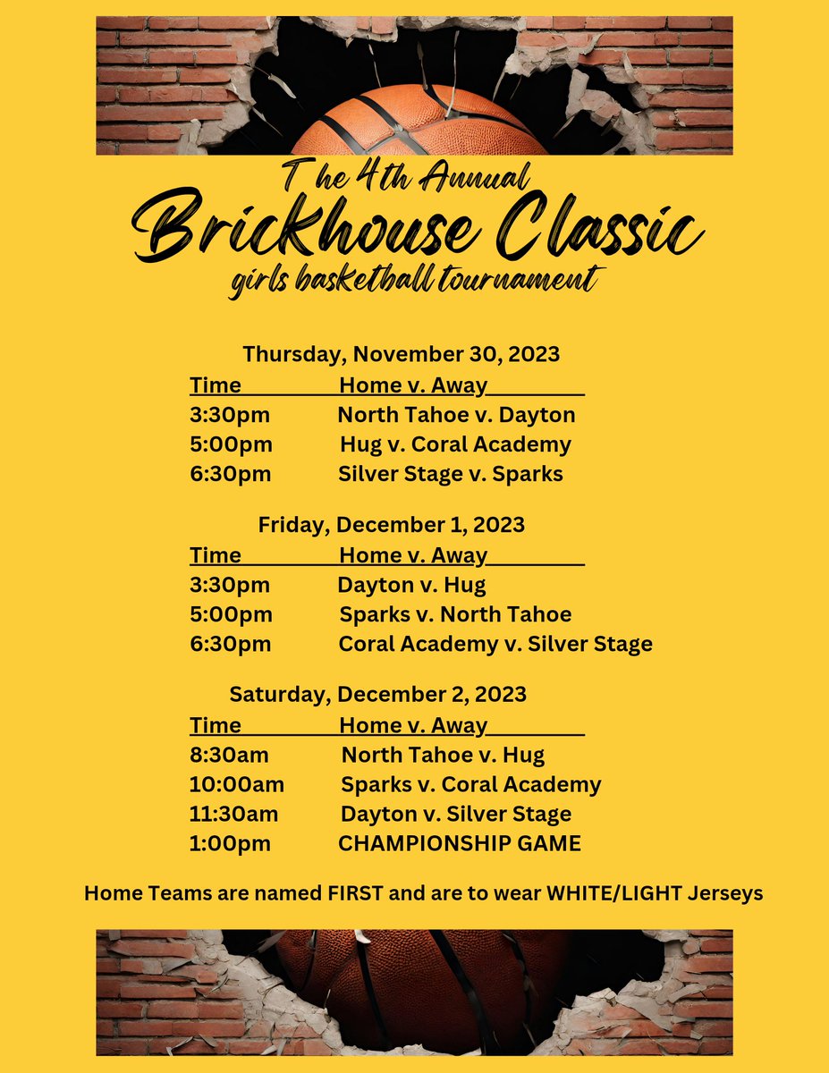 Join us for the Brickhouse Classic! 
Games begin Thursday Afternoon! 
<a href="/RGJpreps/">RGJ preps</a> <a href="/SparksHS/">Sparks High School</a> <a href="/NorthernNVPreps/">Northern Nevada Preps</a>