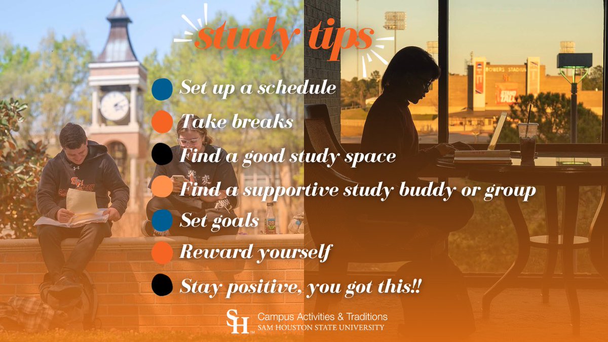 shsucailife's tweet image. Hey Bearkats!! As you prepare for finals, remember to stay positive and be kind to yourself! You are a ✨STAR✨ and will shine so bright this finals szn! #shsu #samfam