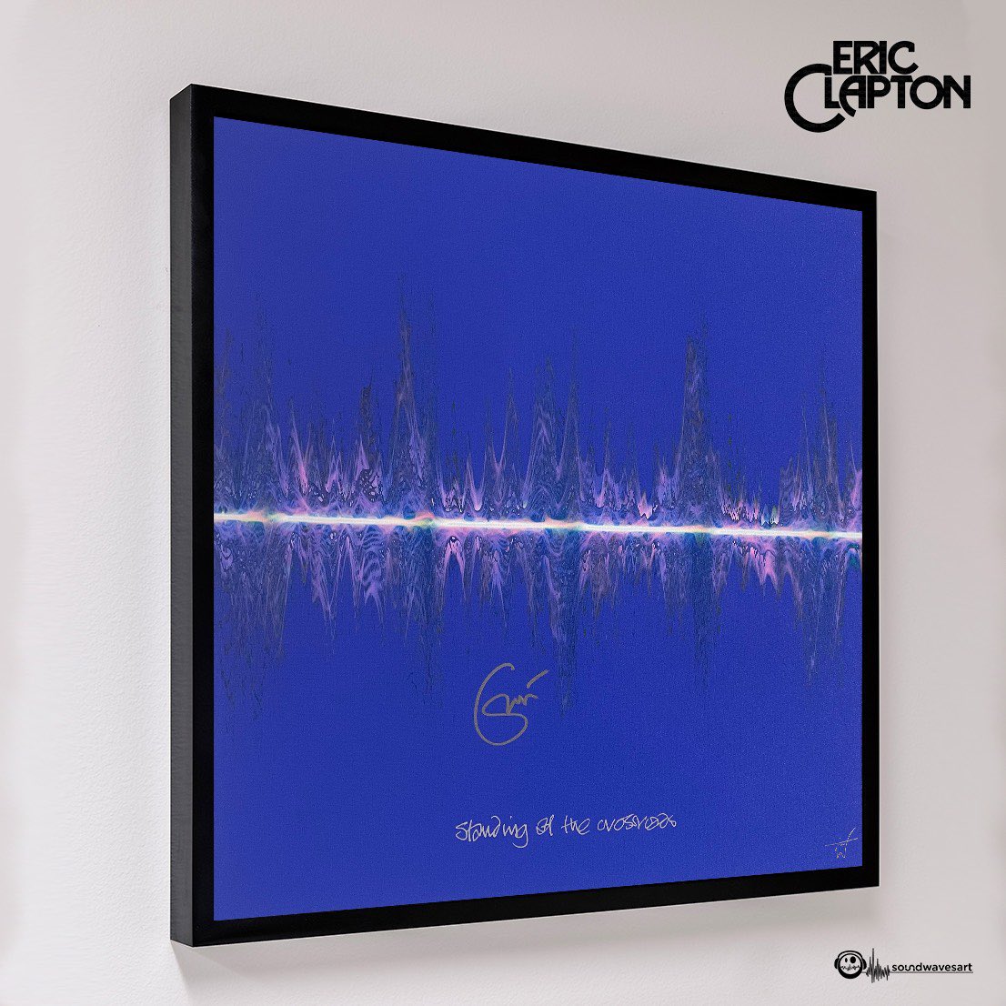EricClapton's tweet photo. Earlier this year Eric worked with @Soundwaves_Art and artist Tim Wakefield to sign these artworks created from the sound waves of “Crossroads". Eric signed a limited edition of prints and all the profits supported @CrossRoadsCentr. There are a few prints left in stock, so we’re re-releasing them for the holiday season for one last fundraising boost for the year. Get yours here: https://t.co/5LxvHEvhLp