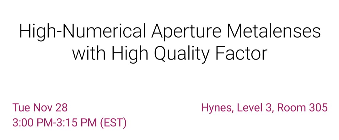 ClaudioHail's tweet photo. Interested in high-Q meta-structures, wavefront shaping and nonlinear optics? Come to my talk today Tuesday at 3pm at #F23MRS @TweetMRS https://t.co/0jqwQCTEAn