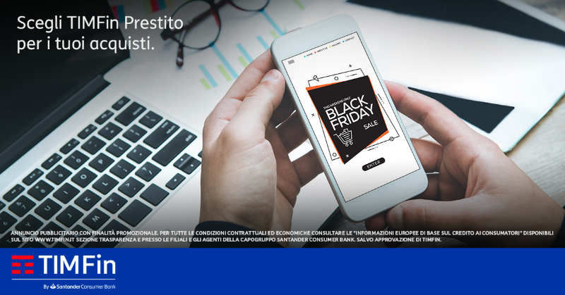 TIM_Official's tweet photo. Con #TIMFin Prestito puoi approfittare ancora del Black Friday e scoprire un'offerta piena di vantaggi. 🥳🙌 Potrai accedere ad importi personalizzati, rate posticipate ed assistenza dedicata per ogni tipo di esigenza. Affrettati, hai tempo fino al 30/11. 👇