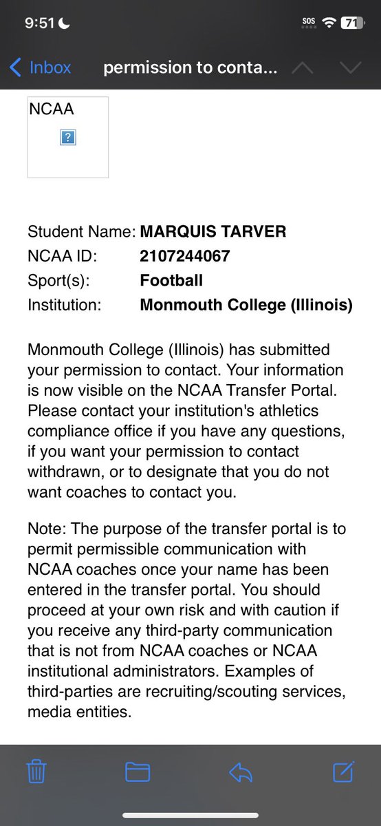 TarverMarquis2's tweet photo. Coaches❗️just entered the Transfer Portal I’m a 5’10 RB from Monmouth college with 3 years left of eligibility https://t.co/VgLxfBtVLH