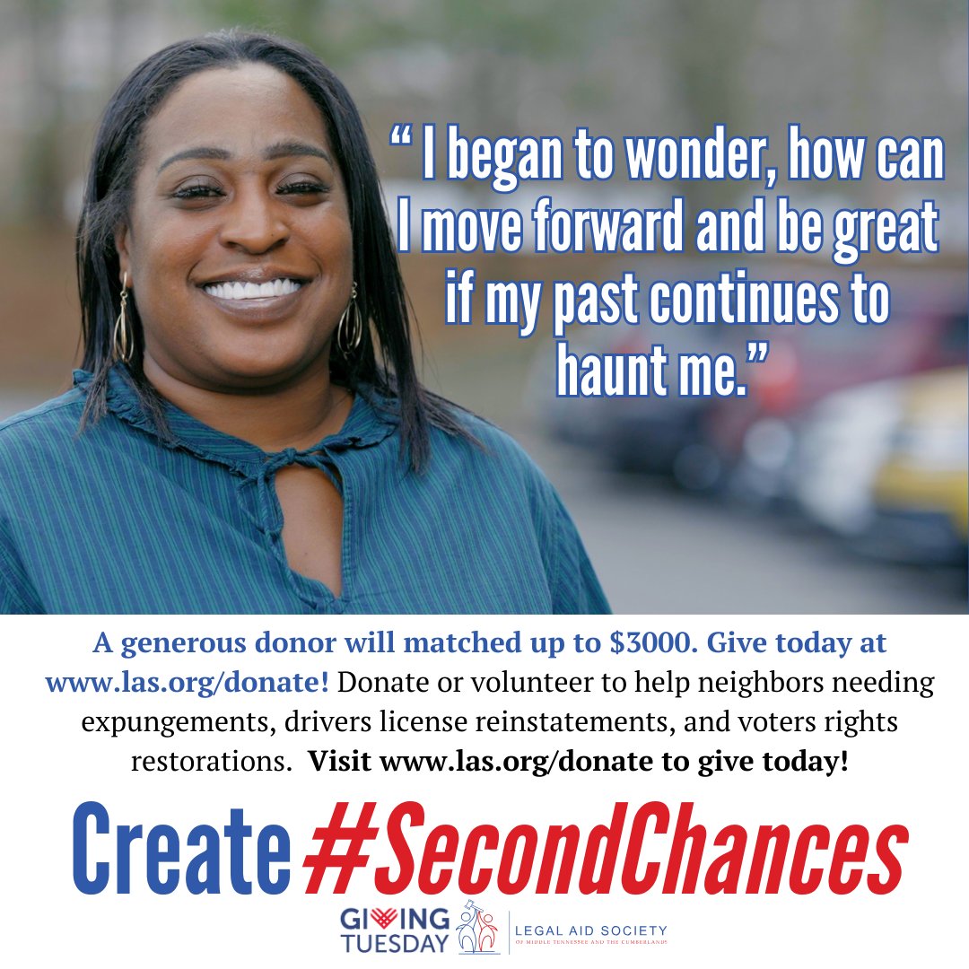 How can you make a difference today? Give and help neighbors needing expungements, drivers license reinstatements, and voters rights restorations.  

When you donate during #GivingTuesday a generous donor will matched up to $3000. 

Give today at las.org/donate.