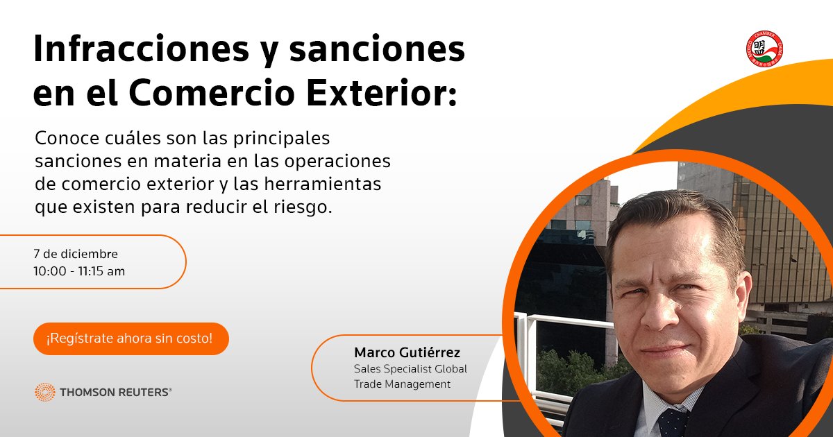 Thomson Reuters  te invita al Webinar Gratuito:​

'Infracciones y sanciones en el Comercio Exterior: Conoce cuáles son las principales sanciones en materia de operaciones de comercio exterior y las herramientas que existen para reducir el riesgo.'​

ow.ly/y5jA50Qc2H6