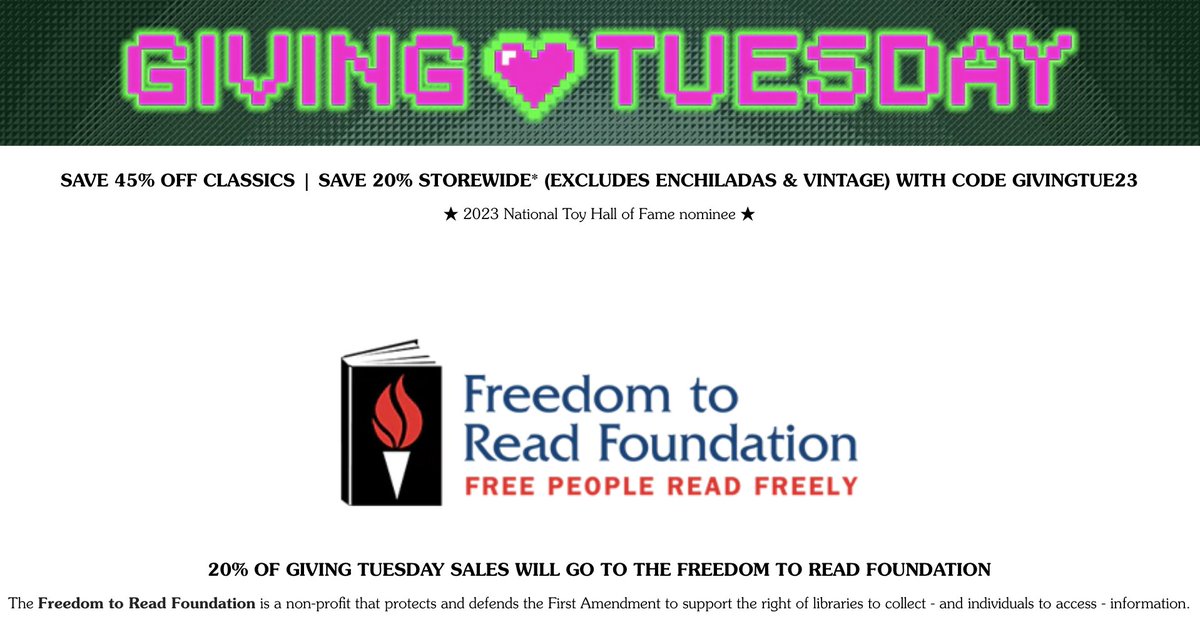 Happy #GivingTuesday! We're honored to have the support of our friends at @chooseadventure - 20% of today's sales support our work defending the First Amendment & the right to read. #FreePeopleReadFreely cyoa.com